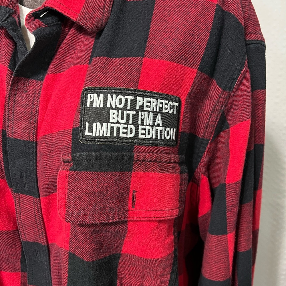 Upcycled Red and Black Plaid Men's Shirt - Picture 3 of 4